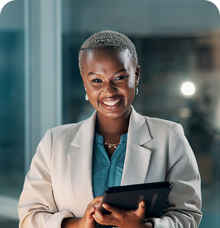 Professional portrait of a smiling candidate for CP&KRELL contract staffing
