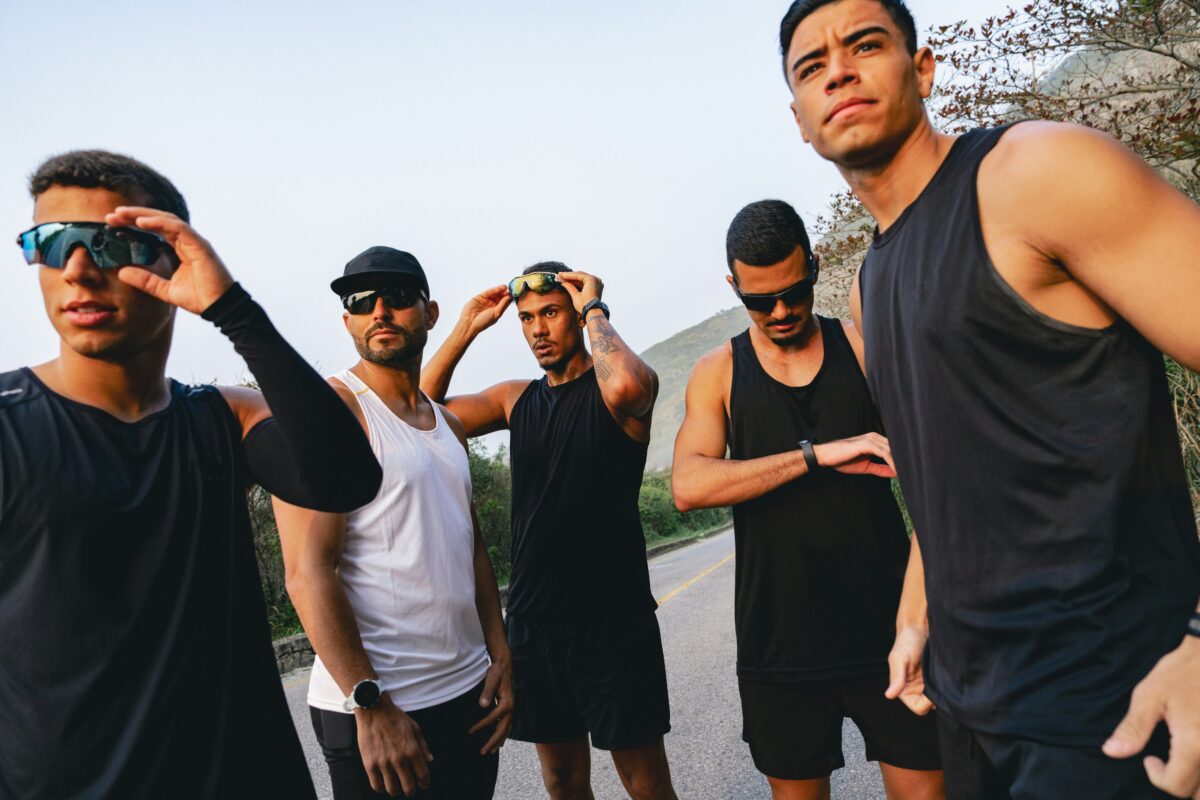 Men preparing for a group workout